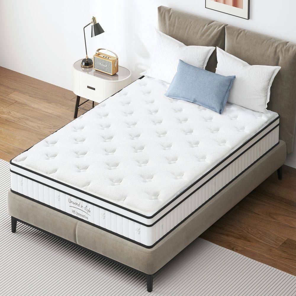 Kadyn - 10 Inch Hybrid Mattress in a Box, Individual Pocket Spring Bed Mattress, Medium Firm Mattress - White