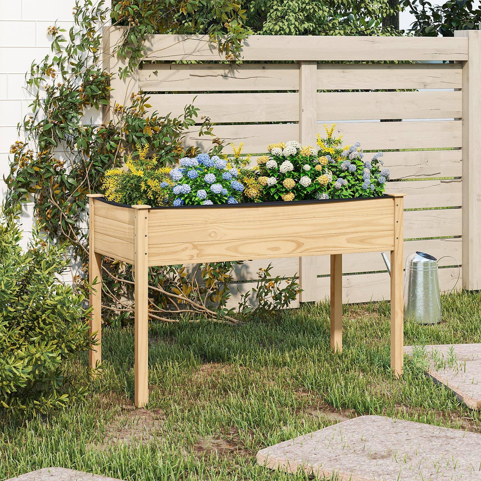 Alt View 5. Gymax - Gymax Wooden Raised Garden Bed w/Legs Liner Drainage Holes Large Planter Box for Herb - Yellow.