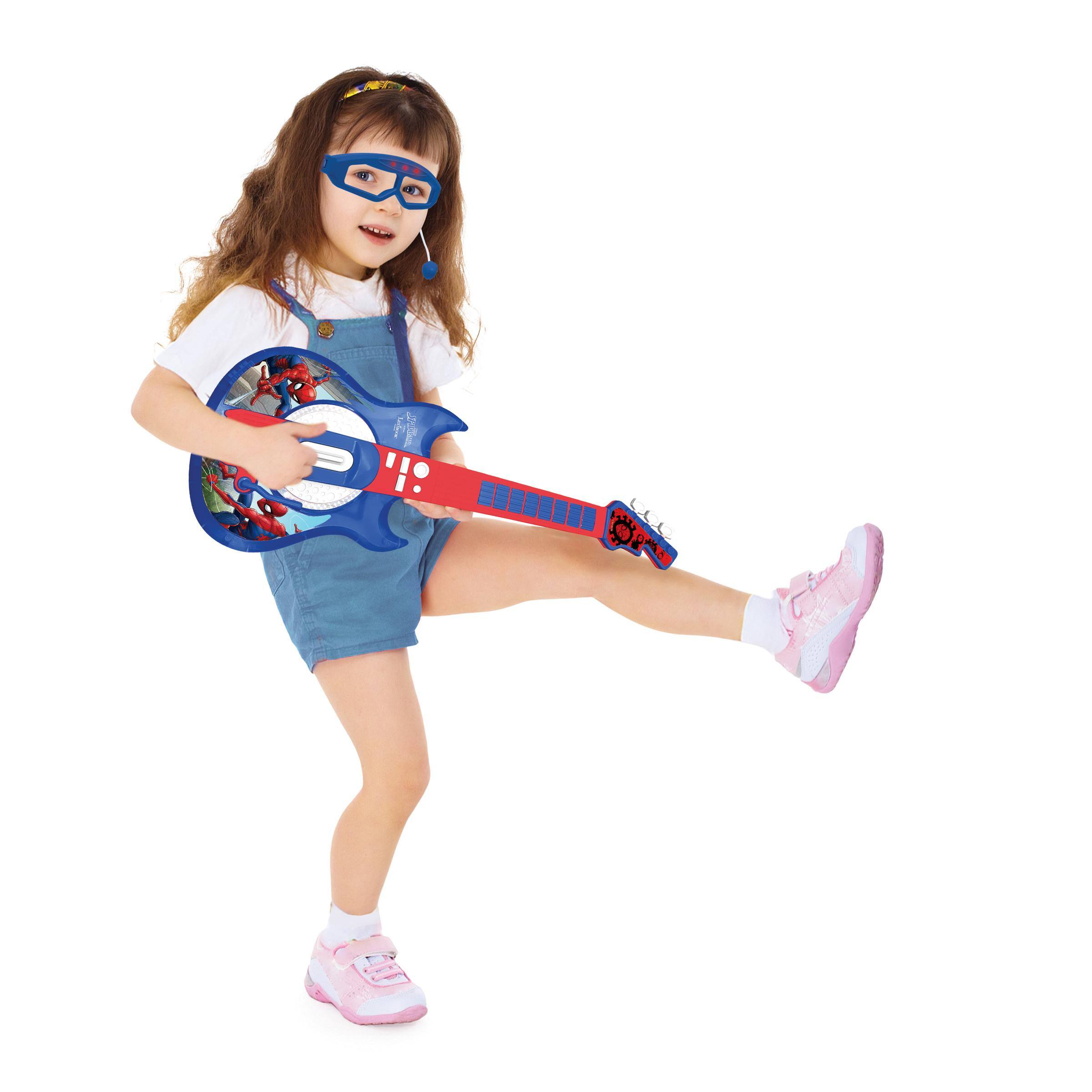Alt View 3. Lexibook - Spider-Man Electronic Lighting Guitar with Mic in Glasses Shape.