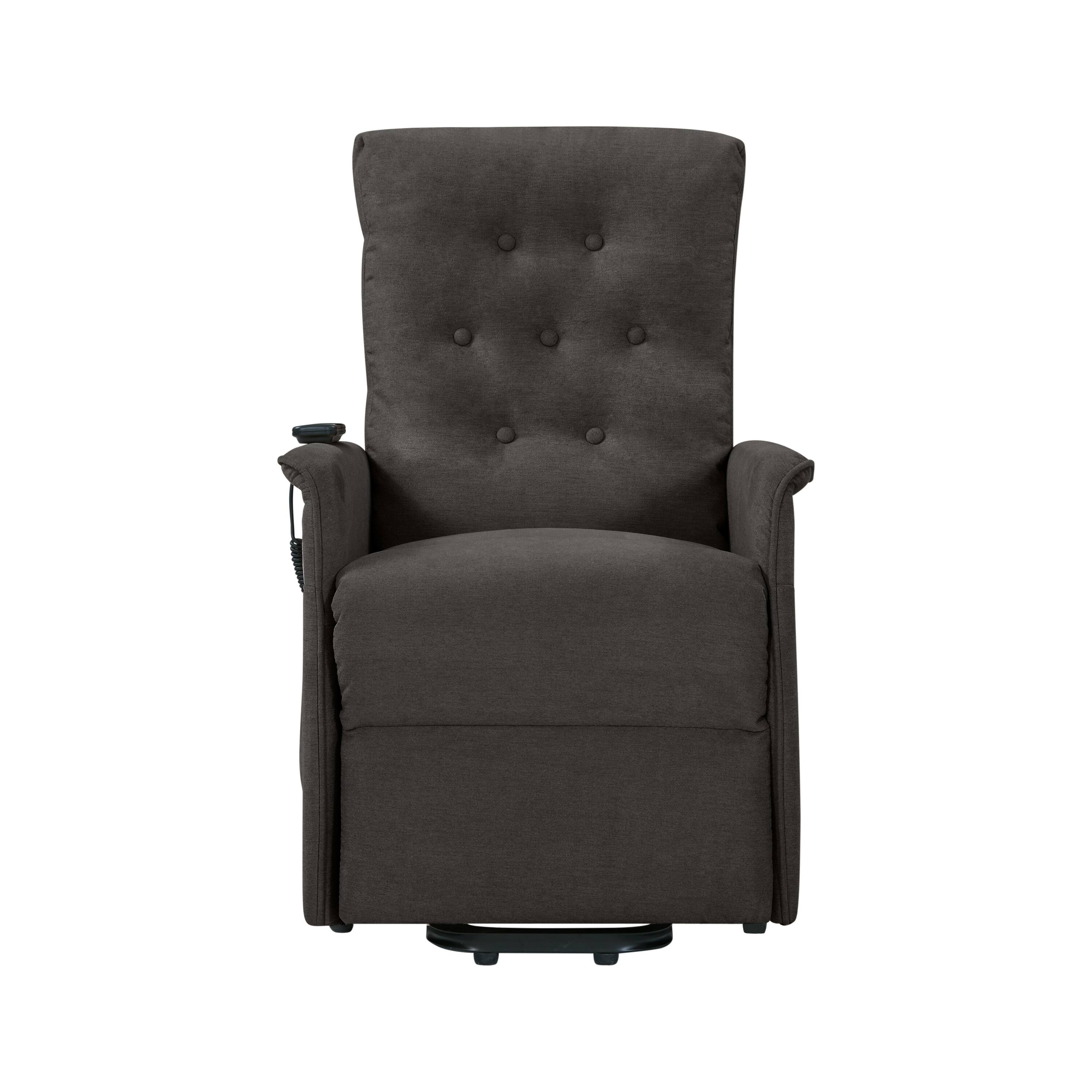 Front. ProLounger - Gartree Plush Low-Pile Velour Power Recline and Lift Chair - Dark Gray.
