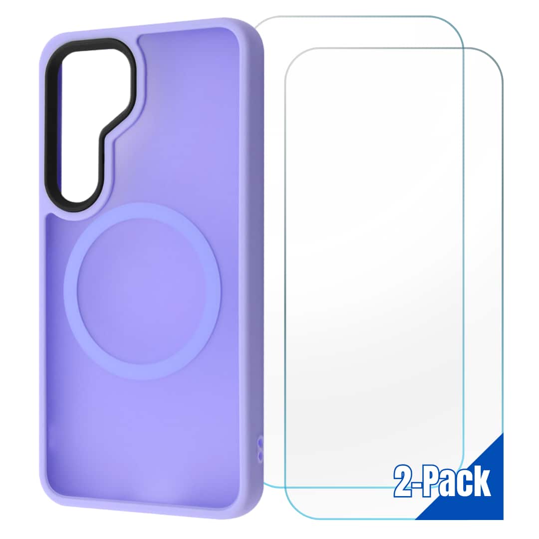 Front. Entronix - Entronix Galaxy S25 Plus Bundle - Magnetic Translucent Matte Case & 2 Clear Screen Protectors - Purple.
