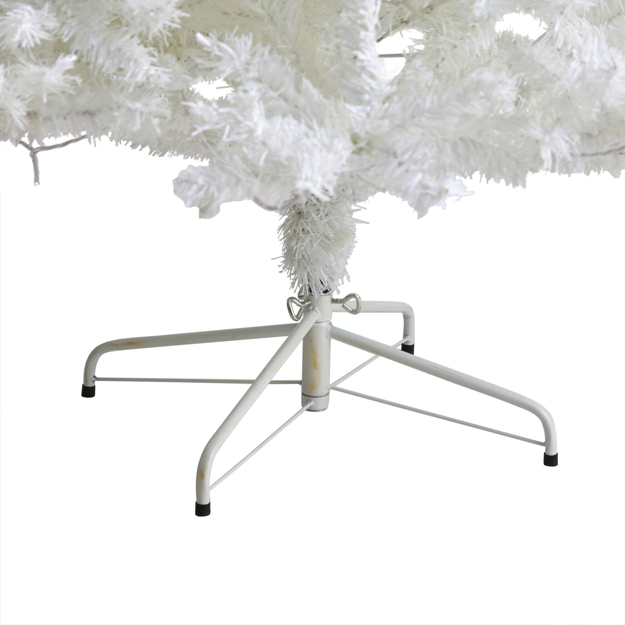 Left. BreeBe - 8' White Artificial Christmas tree w/450 LED and 1500 tips - Multicolor.