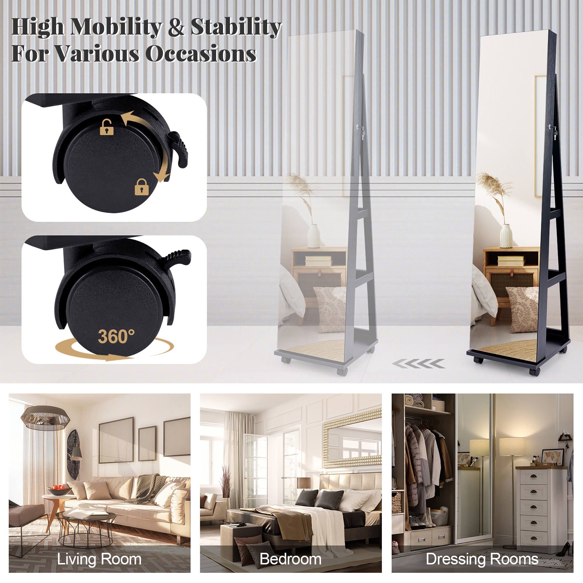High Mobility & Stability For Various Occasions

360°

Living Room

Bedroom

Dressing Rooms