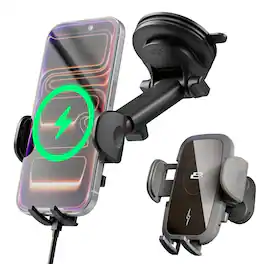 Bracketron - PwrUp TripGrip 15W Qi Wireless Car Phone Mount, Window, Dash & Vent, Case-Friendly for Large Phones - Black