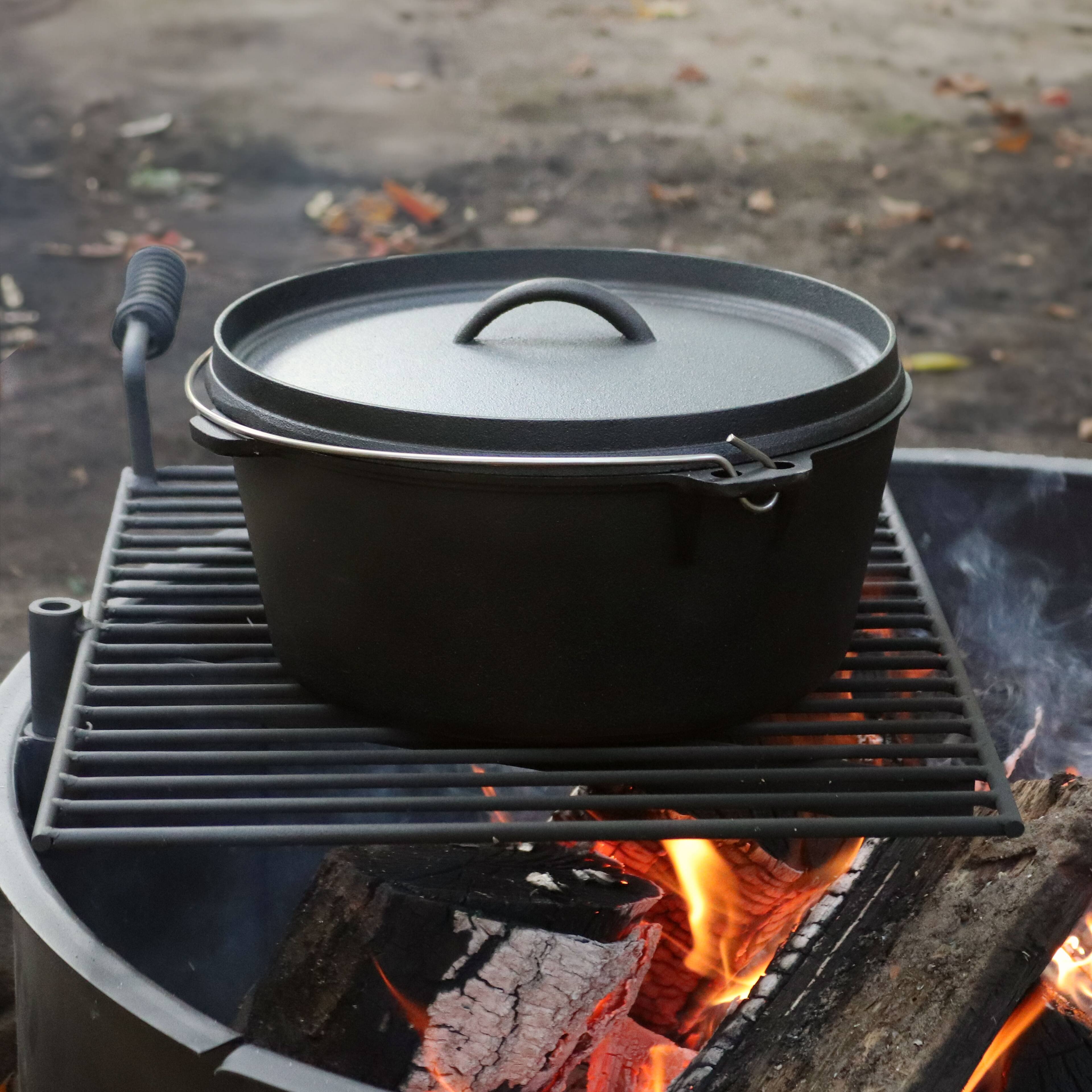 Alt View 5. Sunnydaze - 8 qt Cast Iron Pre-Seasoned Deep Dutch Oven with Handle - Black.