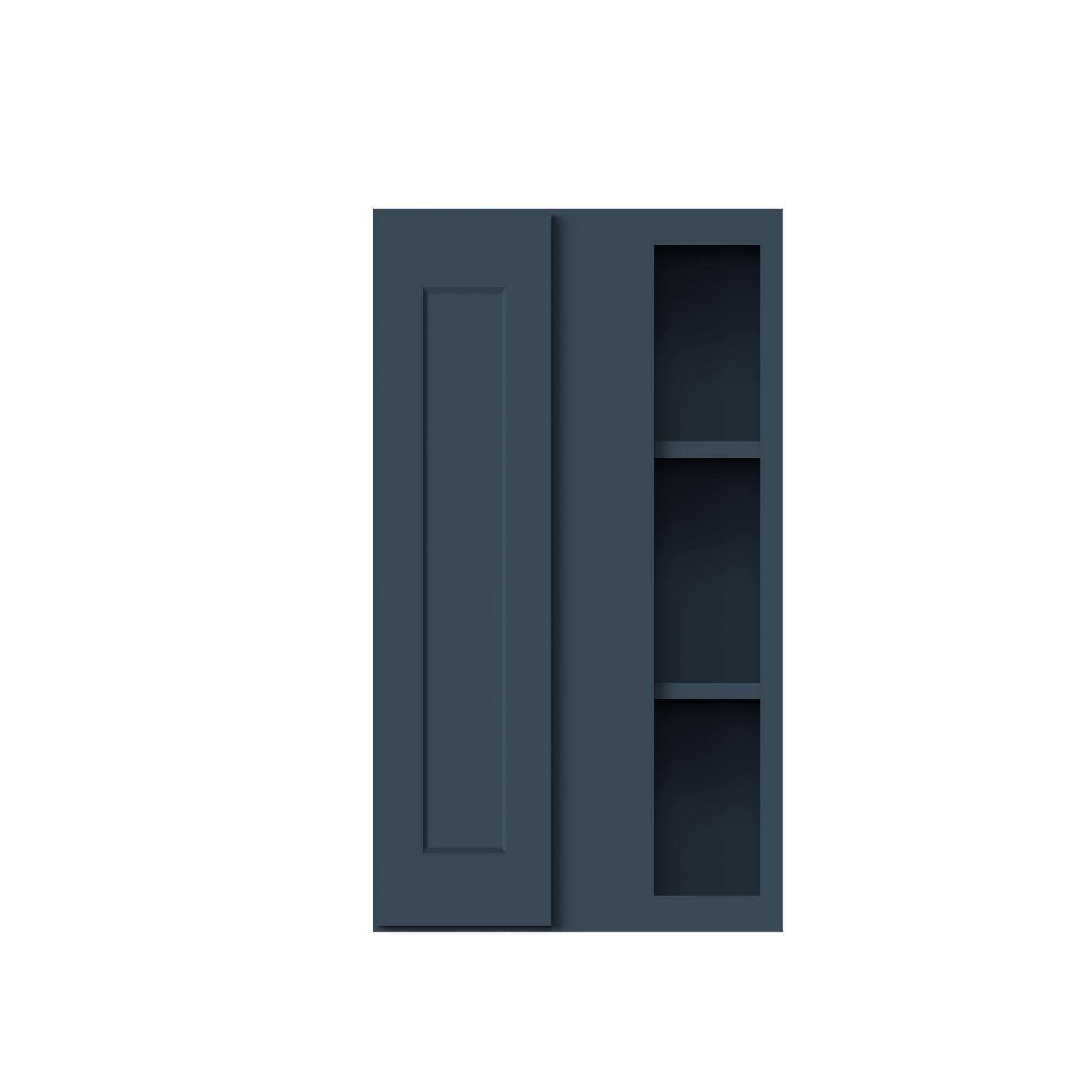Alt View 1. Boyel Living - 27-in W x 30-in H x 12-in D Shaker RTA Kitchen Corner Wall Cabinet with Soft-Close - Charcoal Blue.