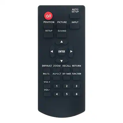 Sure, here is the corrected and grouped text from the image:
- AUTO SETUP
- POSITION
- PICTURE
- INPUT
- SETUP
- SOUND
- ENTER
- DEFAULT
- ZOOM
- RECALL
- RETURN
- MUTE
- ASPECT
- OFF TIMER
- FUNCTION
- VOL+
- VOL-
- 1
- 2
- 3
- 4
- 5
- 6