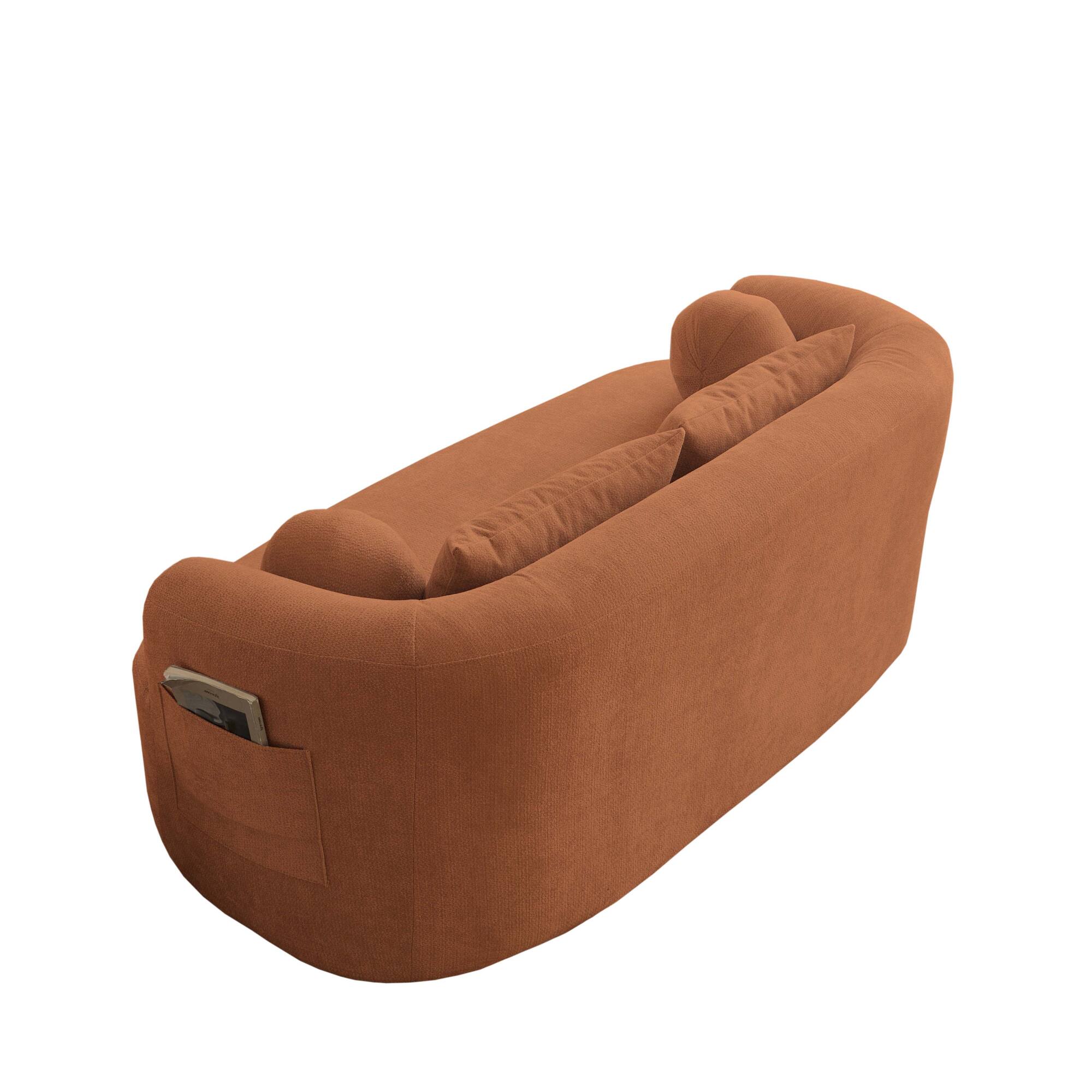 Alt View 8. GOODSILO - Modern Memory Foam Two-Seater Sofa with Deep Seat and Premium Chenille Fabric, No Assembly Required - Orange.