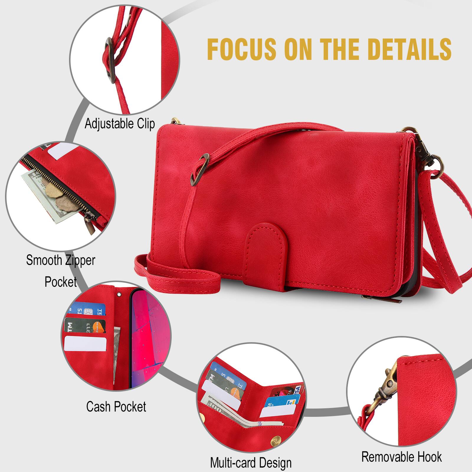 FOCUS ON THE DETAILS

Adjustable Clip

Smooth Zipper Pocket

Cash Pocket

Multi-card Design

Removable Hook