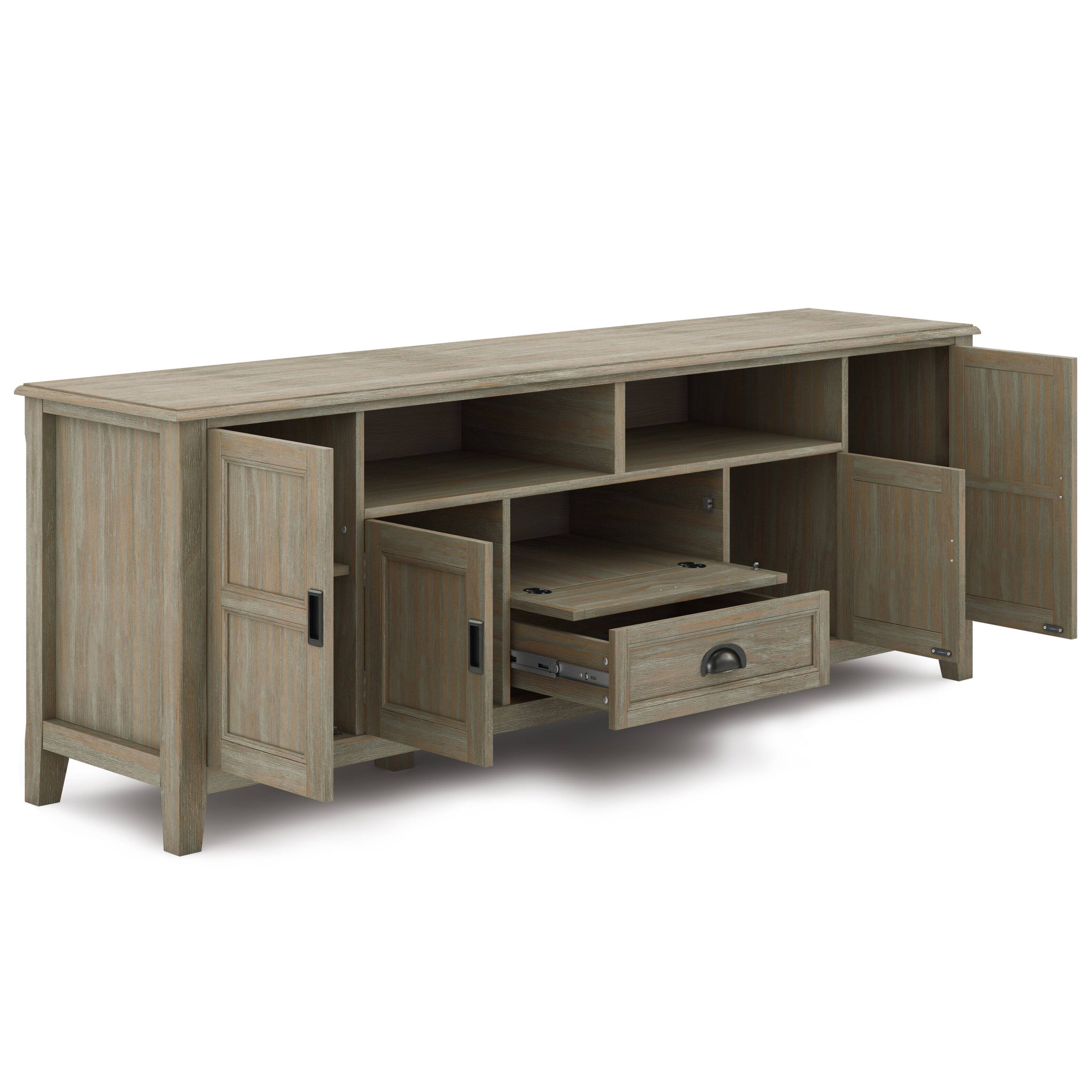 Alt View 4. Simpli Home - Burlington SOLID WOOD 72 inch TV Media Stand in Distressed Grey For TVs up to 80 inches - Distressed Grey.