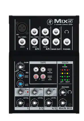 Front. Mackie - Mix5 Compact Mixer - Black.