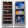 Ca'Lefort - 30 Inch Wine Beverage Refrigerator,3 color LED Wine Fridge,Built-in Wine Beverage Cooler, Holds 100 Cans and 28 Bottles - Stainless Steel
