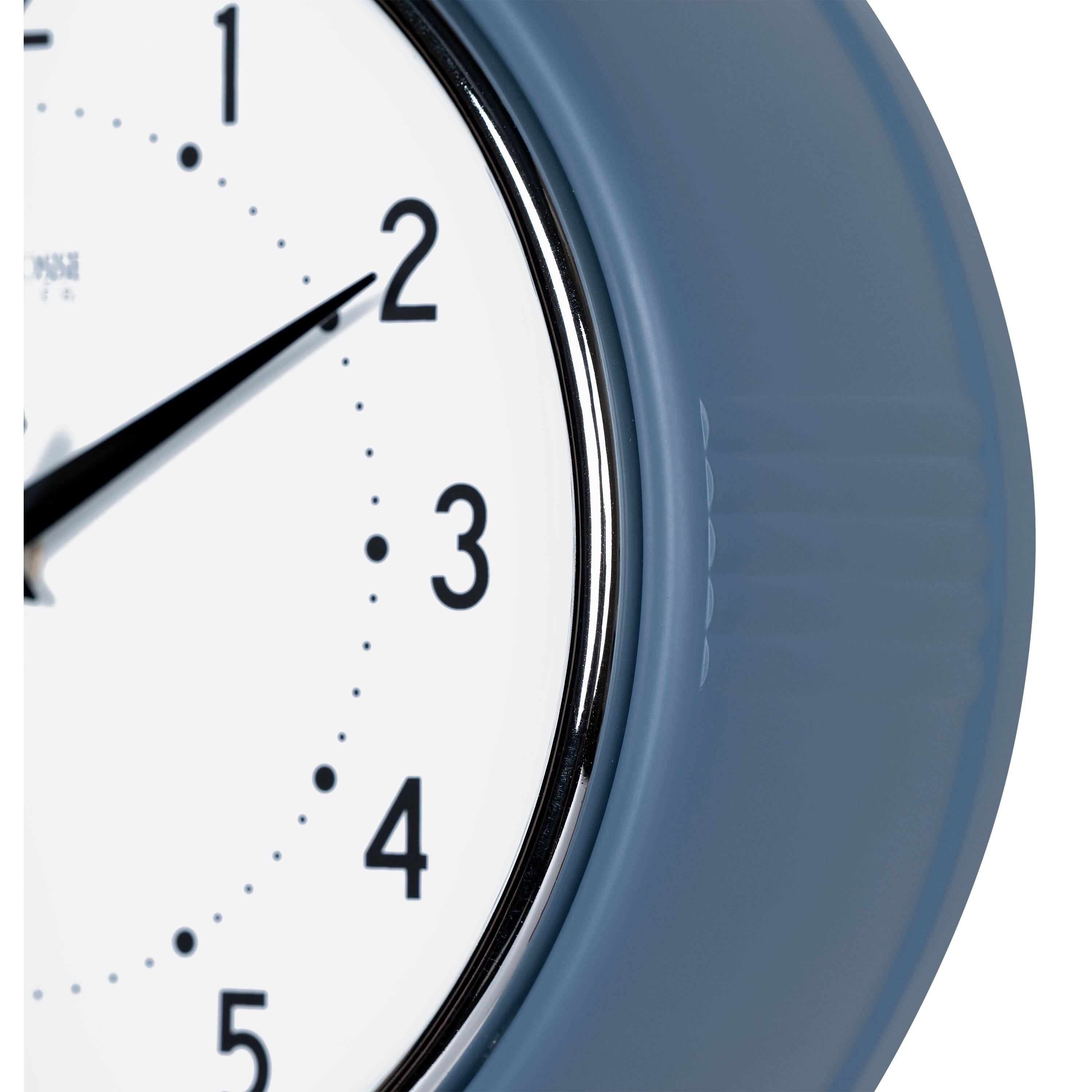 Angle. La Crosse Clock Co. - 9.5 Inch Retro Diner Silent Sweep Quartz Wall Clock - Indigo Blue.