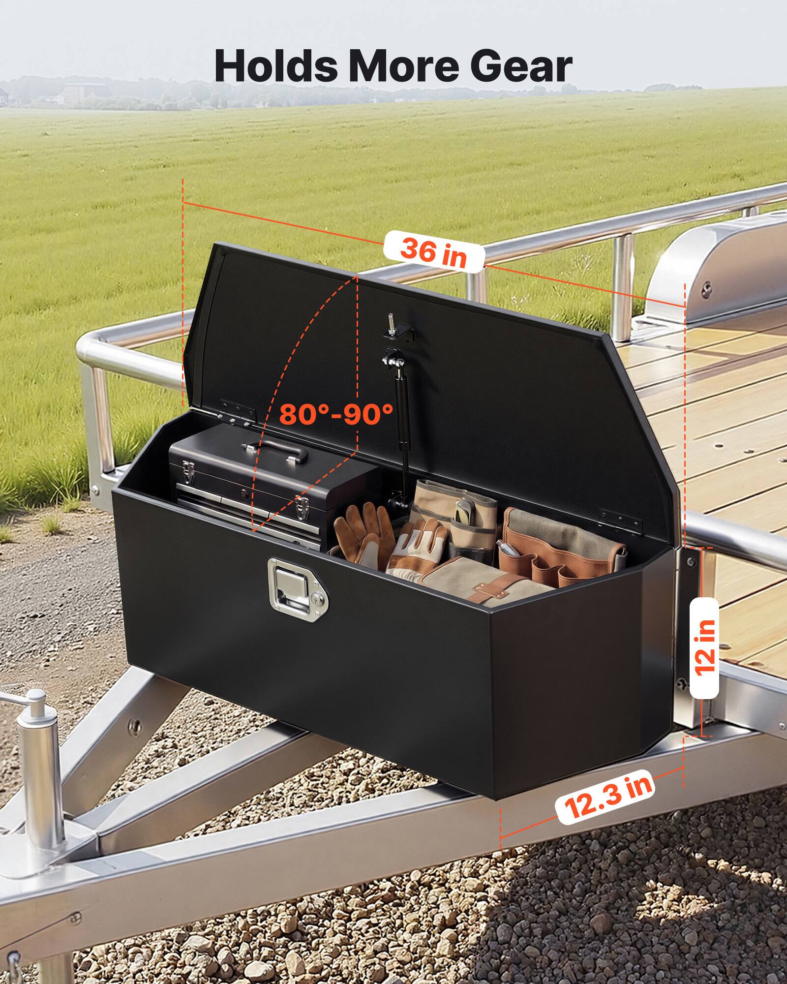 Holds More Gear  
36 in  
80°-90°  
12 in  
12.3 in