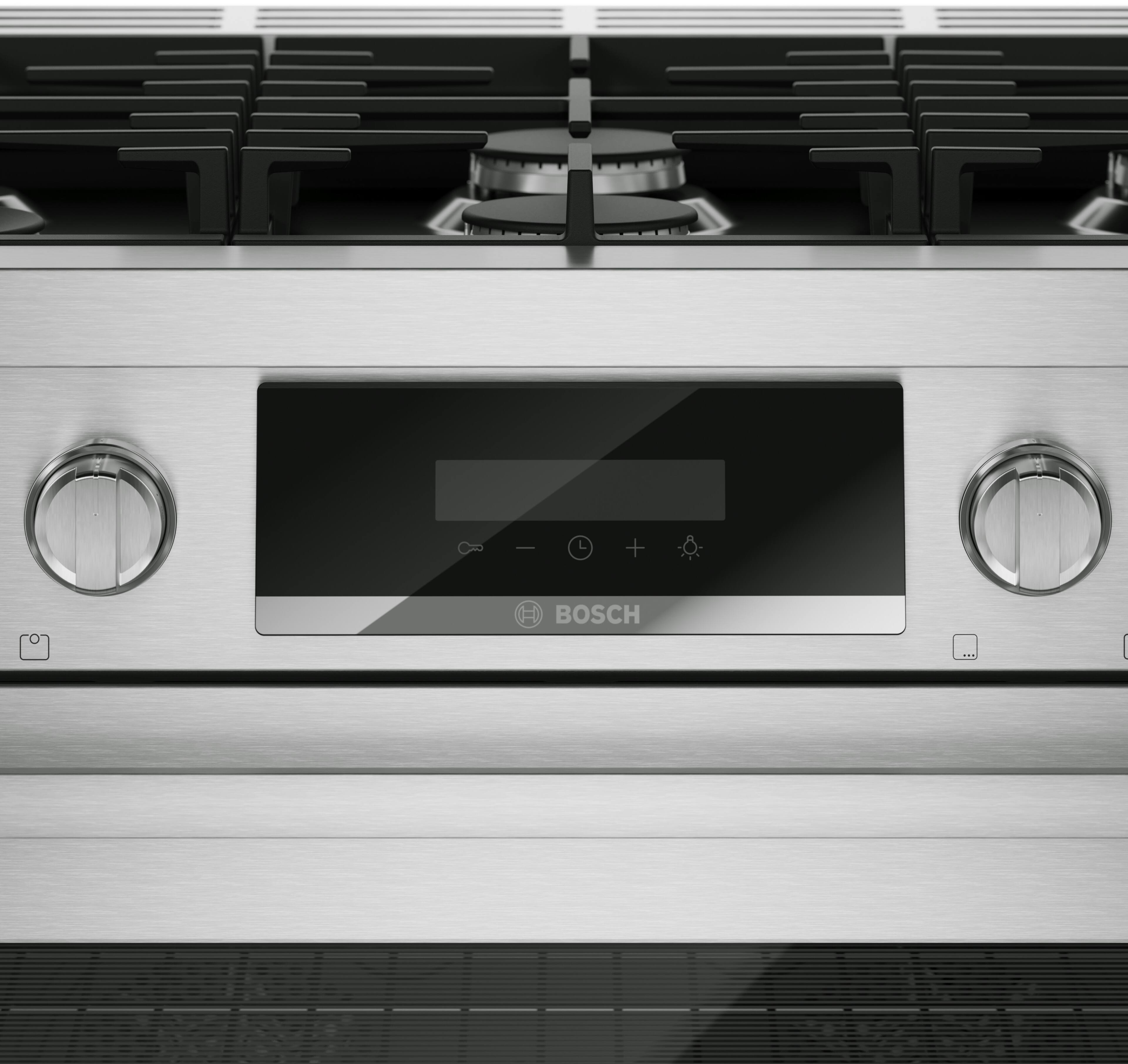 Alt View 4. Bosch - 800 Series 36 in. Wide 5.6 Cu. Ft. Convection Industrial Style Gas Range with 6 Burners - Stainless Steel.