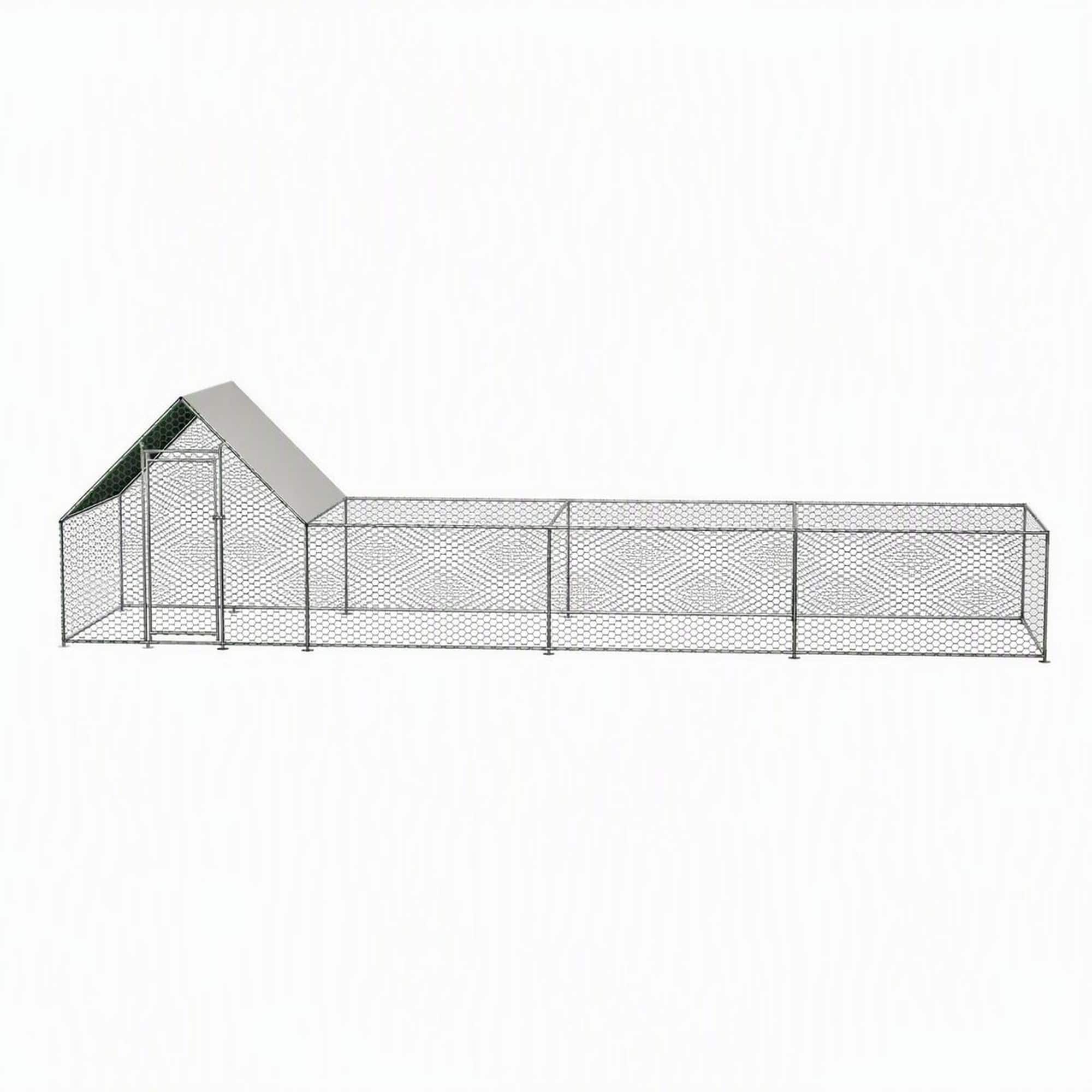 RYHNUYNE - Large Metal Chicken Coop, 26' L x 6.7' W x 6.6' H Walk-in Chicken Run, Galvanized Wire Poultry Pen