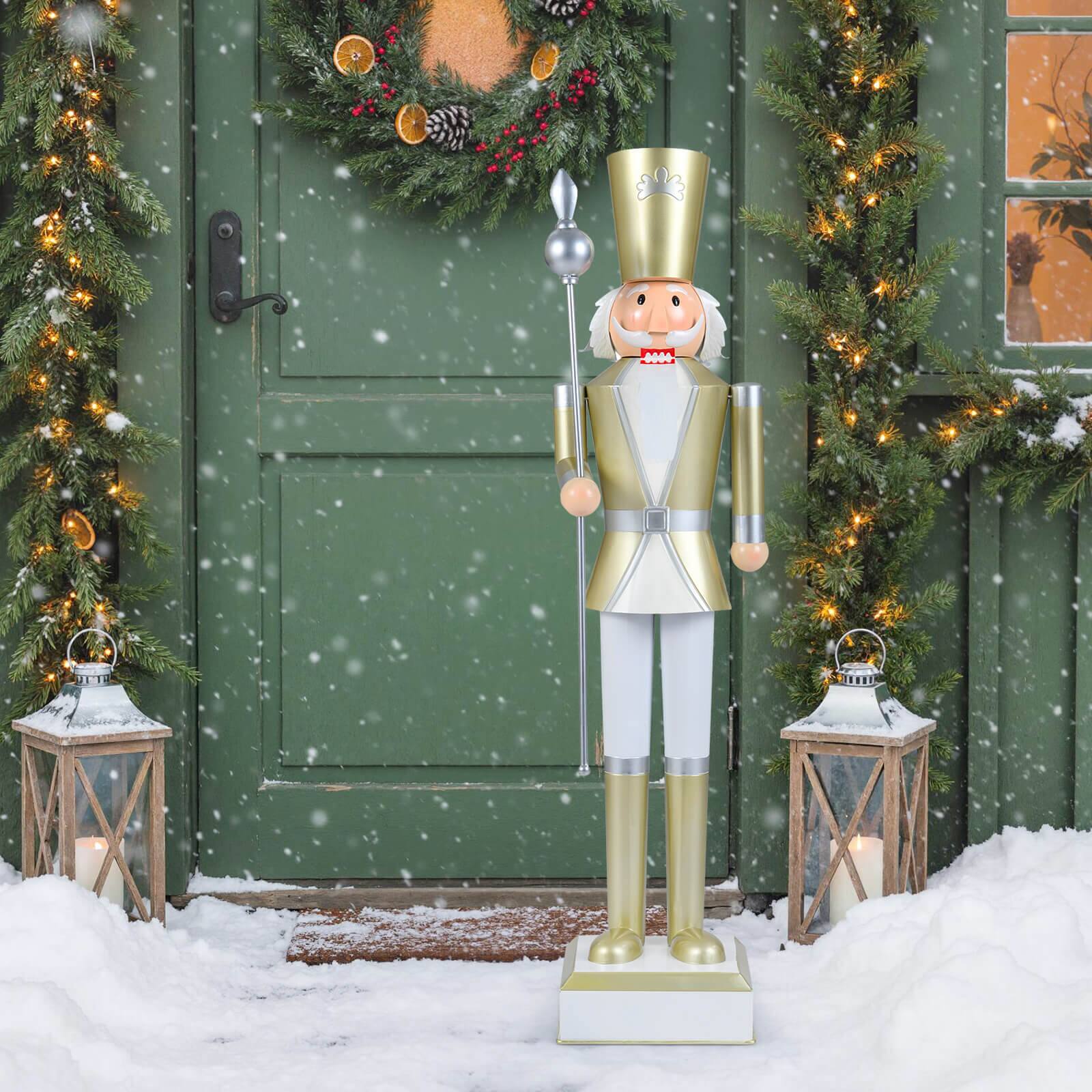 Alt View 3. Costway - Costway 4' Christmas Nutcracker with High Hat & Beautiful Scepter, Uniform & Boots for Yard - Gold.
