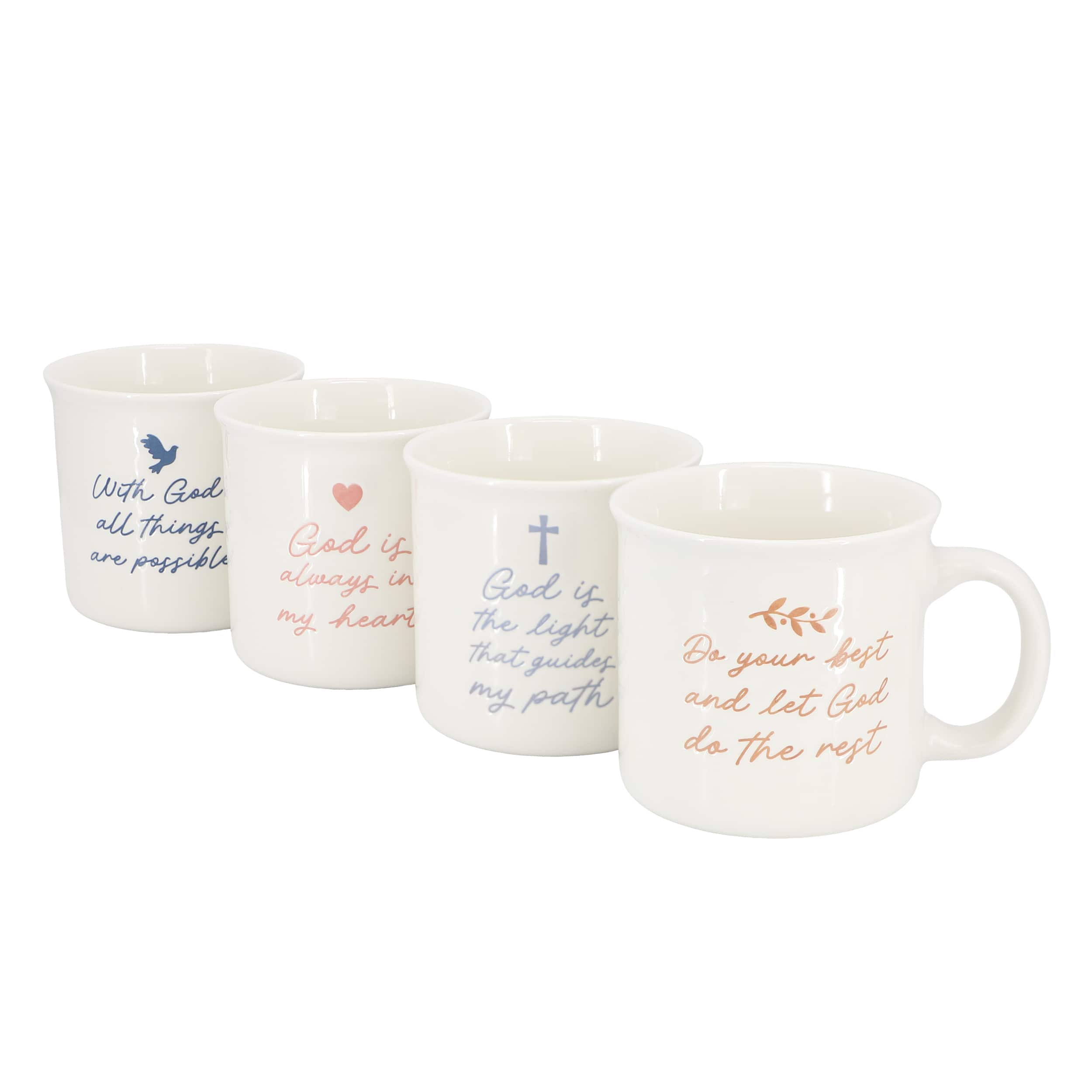 Gibson - Home Daily Wisdom 4 Piece Assorted 21 Ounce Stoneware Mug Set - White
