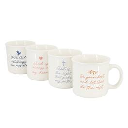 Gibson - Home Daily Wisdom 4 Piece Assorted 21 Ounce Stoneware Mug Set - White