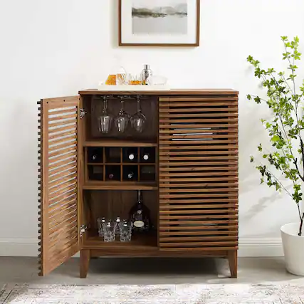 Front. Modway - Render Bar Cabinet by Modway - Walnut.