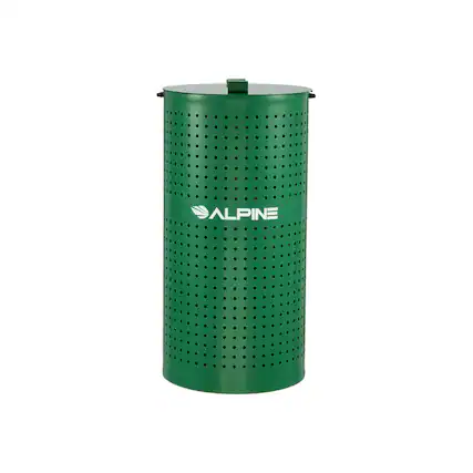 Front. Alpine Industries - Dog Waste Bin, Steel 13.5 Gallon Outdoor Pet Trash Can with Odor Control Lid - Green.