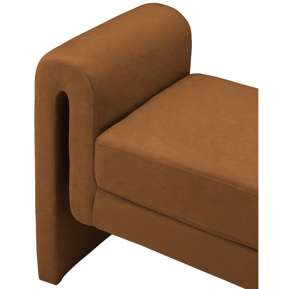 Alt View 4. Meridian Furniture - Sloan Saddle Velvet Bench - Brown.