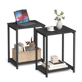 Songmics Home - End Tables Set of 2, Side Tables with Storage Shelf, Slim Night Tables - Black