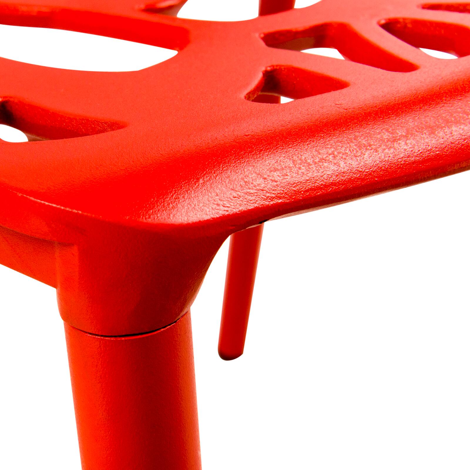 Alt View 6. LeisureMod - Devon (Set of 4) Modern Floral Stackable Aluminum Chair - Weather Resistant Indoor/Outdoor Dining Chair - Red.