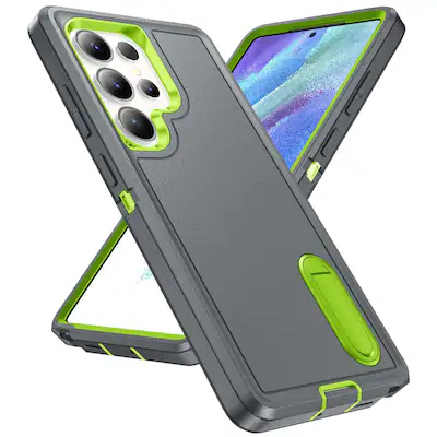 Dteck Heavy Duty Case for Samsung Galaxy S25 Ultra w/ Foldable Kickstand,Dual Layer Shockproof Hard PC Soft Silicone Cover Gray/Green - Best Buy Dteck Heavy Duty Case for Samsung Galaxy S25 Ultra w/ Foldable Kickstand,Dual Layer Shockproof Hard PC Soft Silicone Cover Gray/Green - Best Buy
