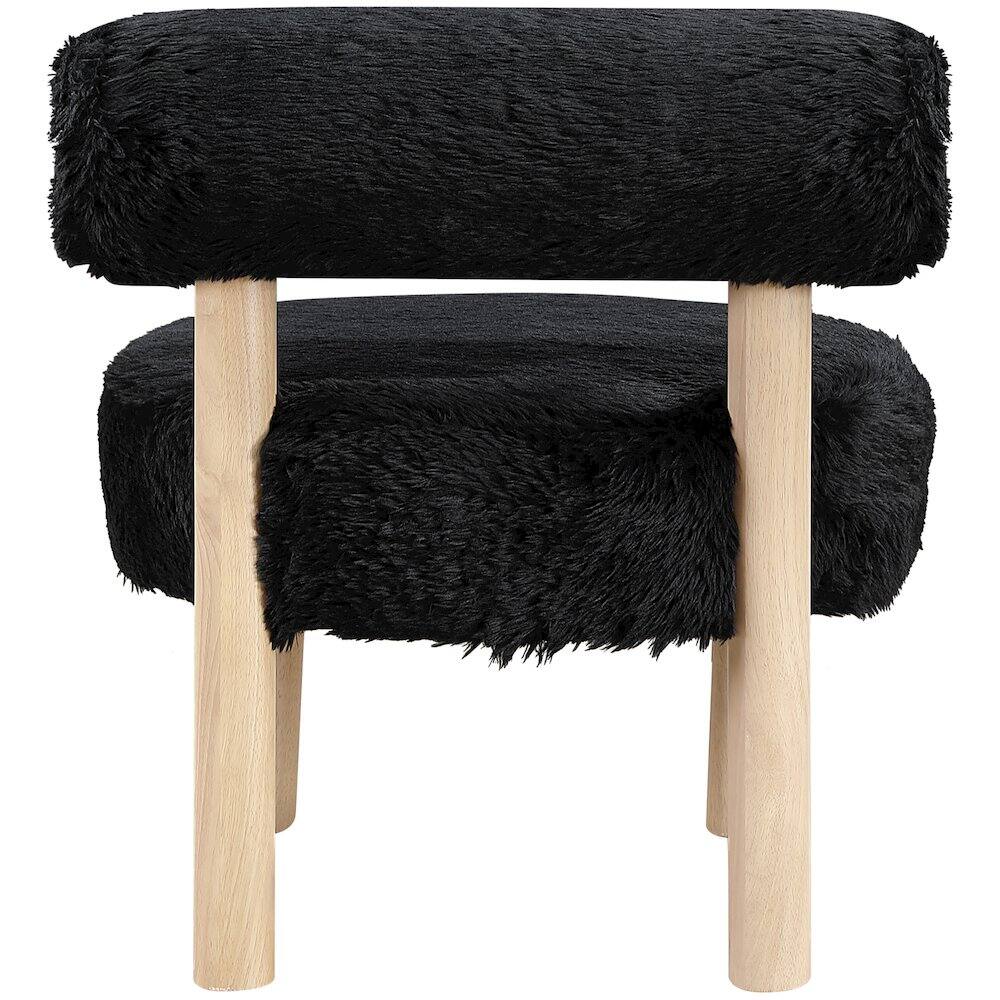 Alt View 2. Meridian Furniture - Ambre Black Vegan Shearling Fabric Upholstered Accent Chair - Brown.