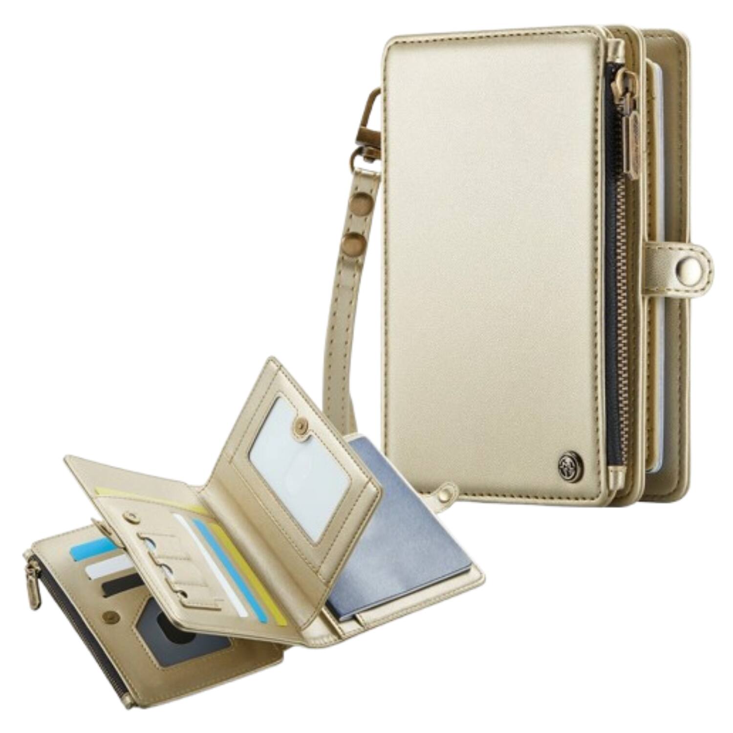 Front. Stock Preferred - Passport Holder Wallet Case for Men & Women – Gold - Gold.