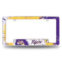 Rico Industries - Louisiana State LSU Tigers Chrome Metal License Plate Frame with Bold Tie Dye Design - Multi