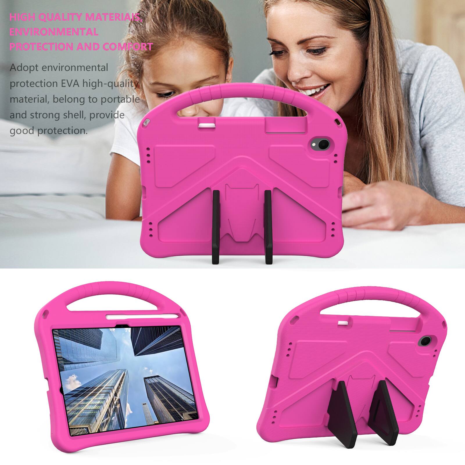 HIGH QUALITY MATERIALS, ENVIRONMENTAL PROTECTION AND COMFORT

Adopt environmental protection EVA high-quality material, belong to portable and strong shell, provide good protection.
