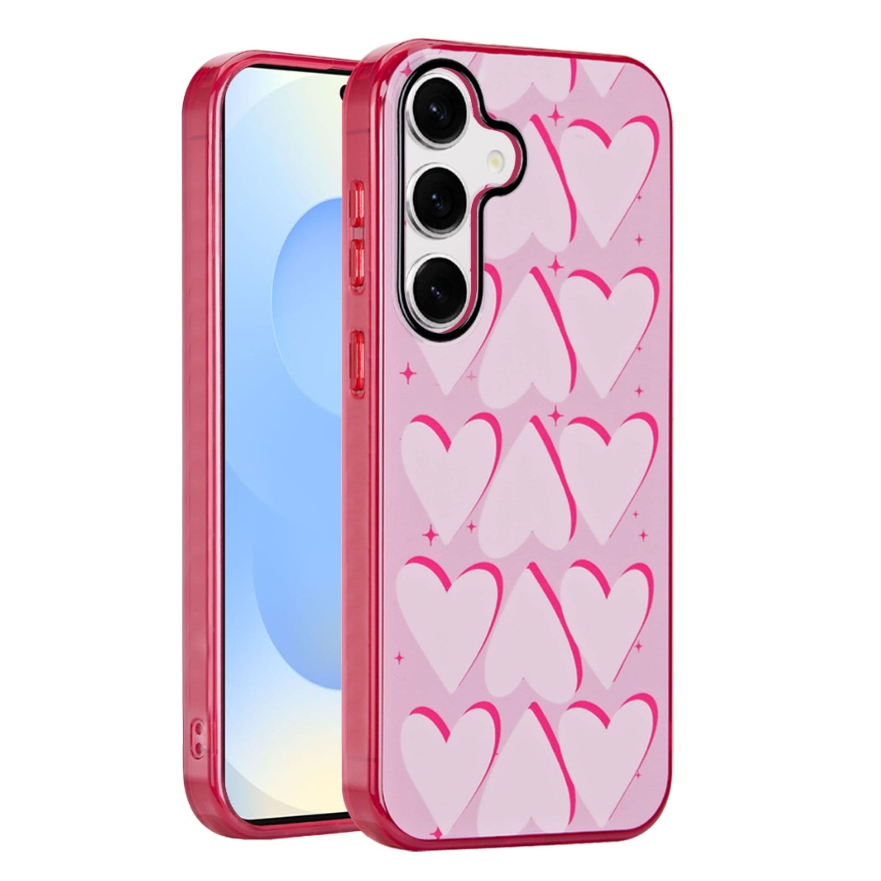 Kitcheniva - Layer In Mold Design TPU Case With Tempered Glass For Samsung S25/S24 Big Hearts - Multicolor price history on PriceWatchPro