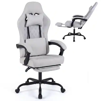 Front. Costway - Costway Height Adjustable Computer Chair with Headrest, Lumbar Support, Linkage Armrests - Gray.