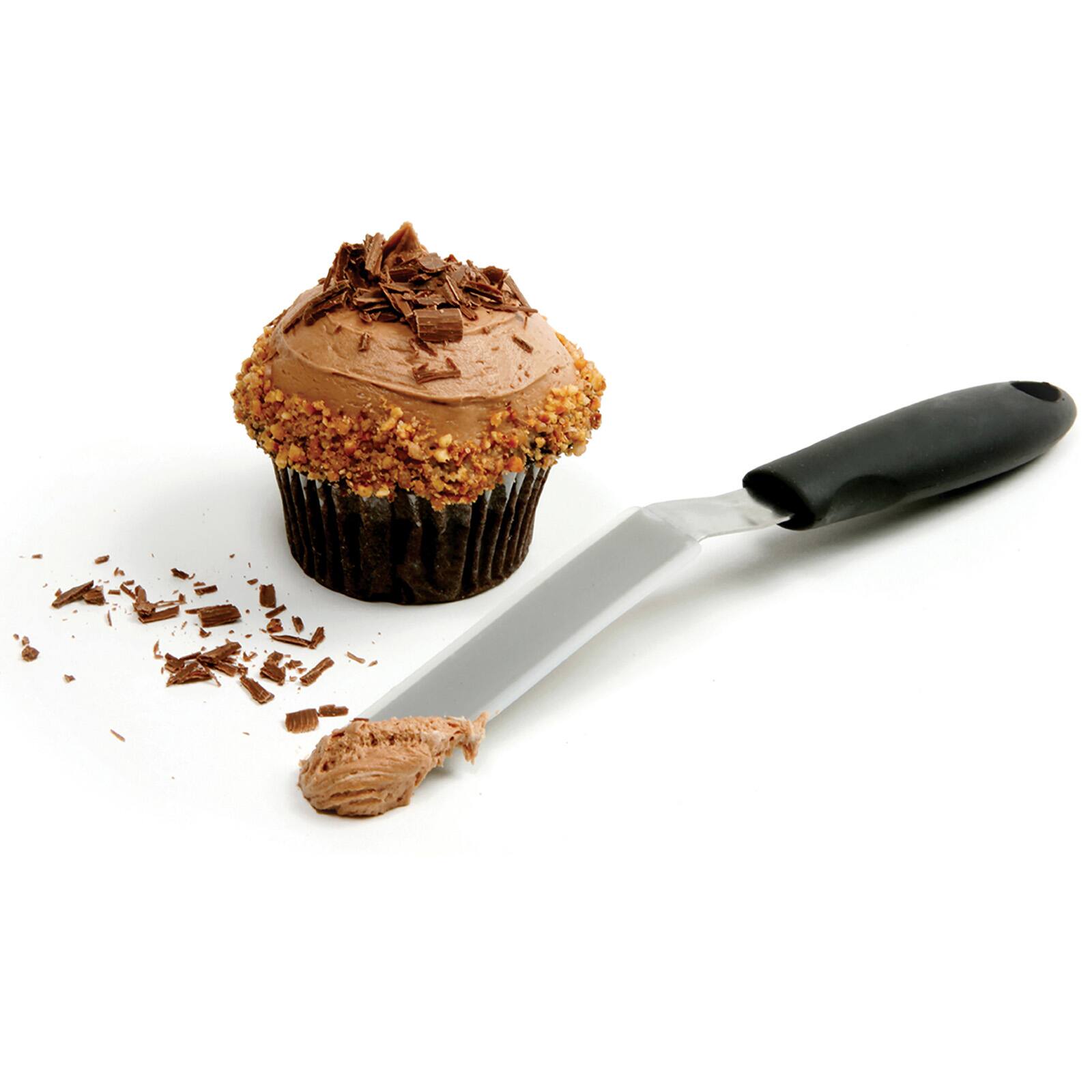 Alt View 1. Norpro - Grip-EZ Offset Cupcake Spatula, Medium, Black Handle - Black.