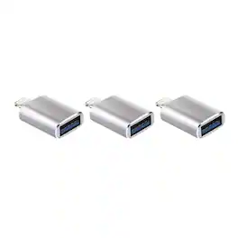 Qixxronics - Lightning to USB Adapter Card Reader Data Transfer Digital Camera Memory Connector for iPhone iPad Photo Stick (3-Pack) - Silver