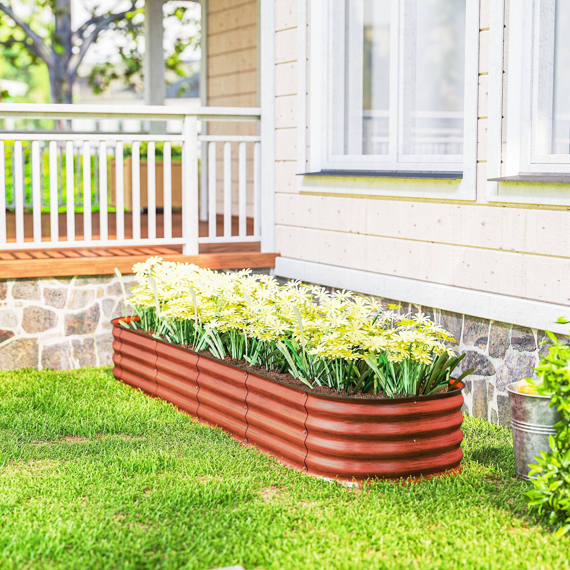 Alt View 7. Outsunny - x 2' x 1' Galvanized Raised Garden Bed Kit - Brown.