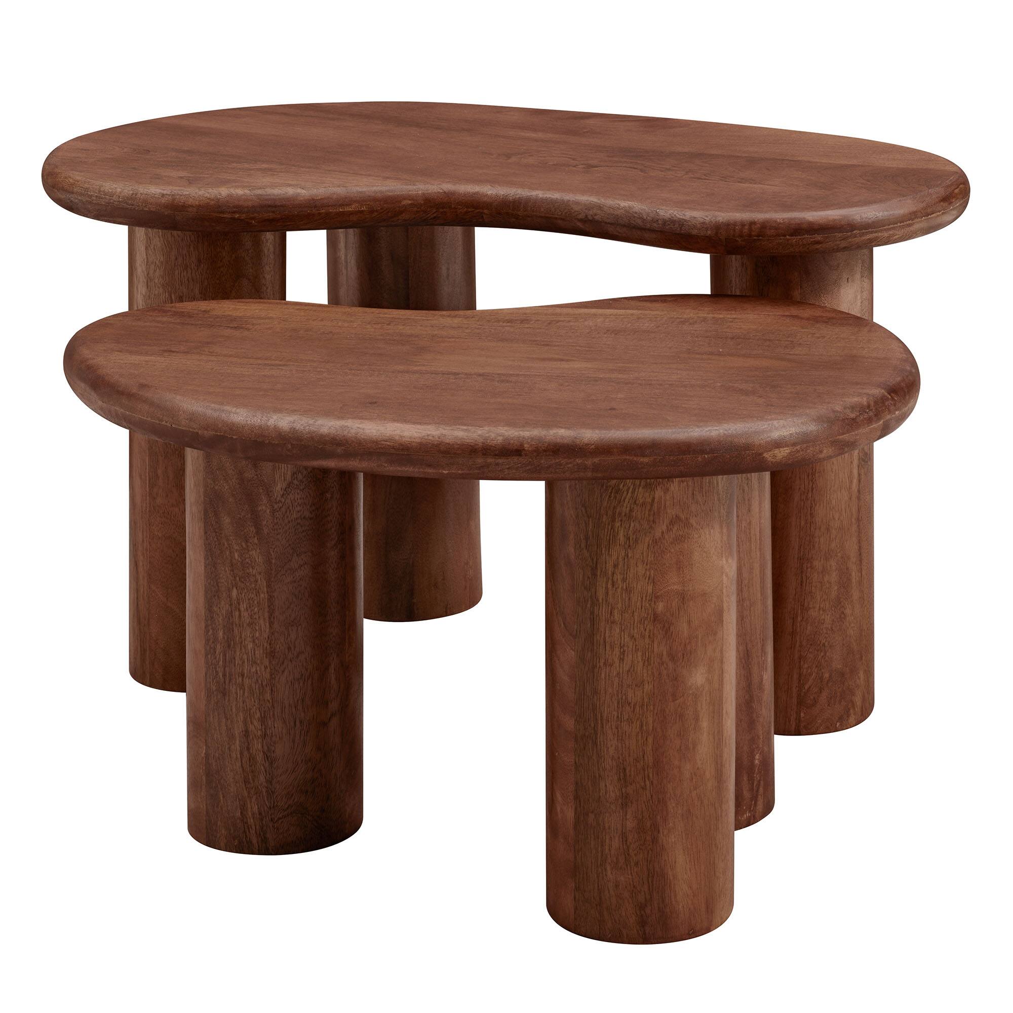 Alt View 4. Modway - Hackney Mango Wood Nesting Coffee Table Set by Modway - Walnut.