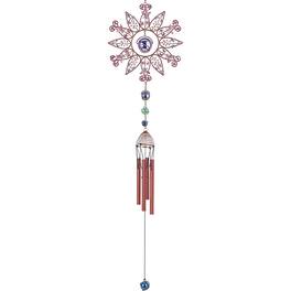 FC Design - 35" Long Sunflower Wind Chime with Copper Gem Outdoor Patio or Garden Hanging Decoration - Multi-Color