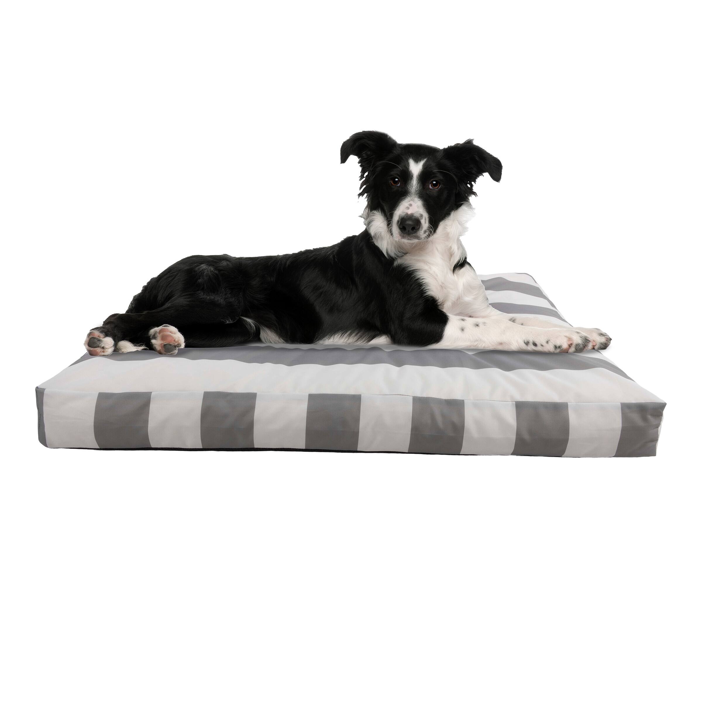 Alt View 2. PetMaker - 36in Water-Resistant Dog Bed - Gray and White Stripes.