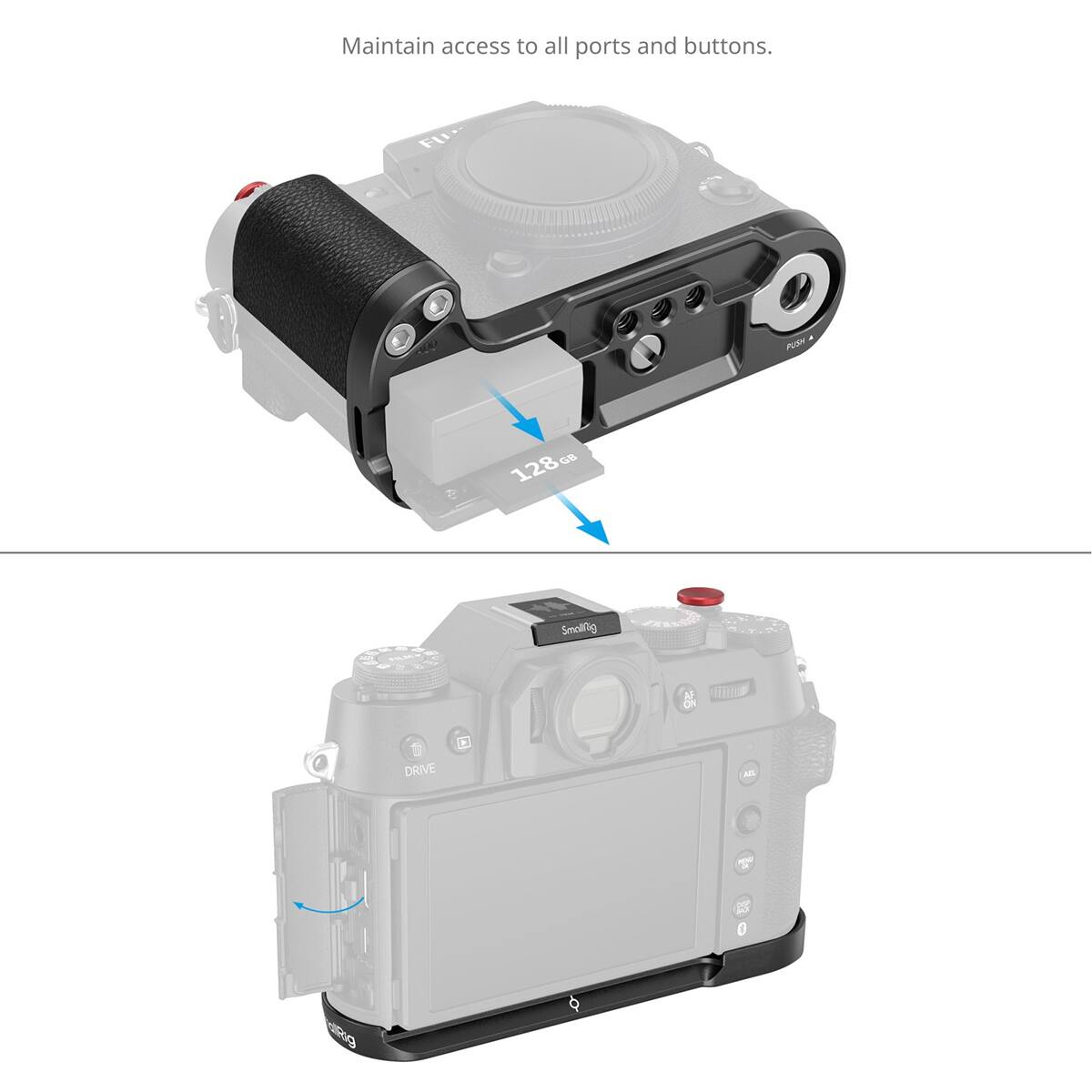 Maintain access to all ports and buttons.  
128 GB  
Smallg  
DRIVE