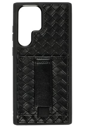 Front. Walli Cases - Walli Cases Samsung S23+ Phone Case with Wallet and Finger Strap - Black Weave - Black Weave.