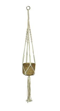 A & B Home - Rope Hanging Cement Succulent Bowl Flower Pot Home Decor Decorative Planter - Brown