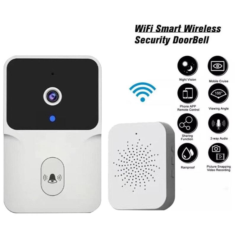 WiFi Smart Wireless Security DoorBell  
- Night Vision  
- Mobile Cruise  
- Phone APP Remote Control  
- 166° Viewing Angle  
- Sharing Function  
- 2-way Audio  
- Rainproof  
- Picture Snapping Video Recording