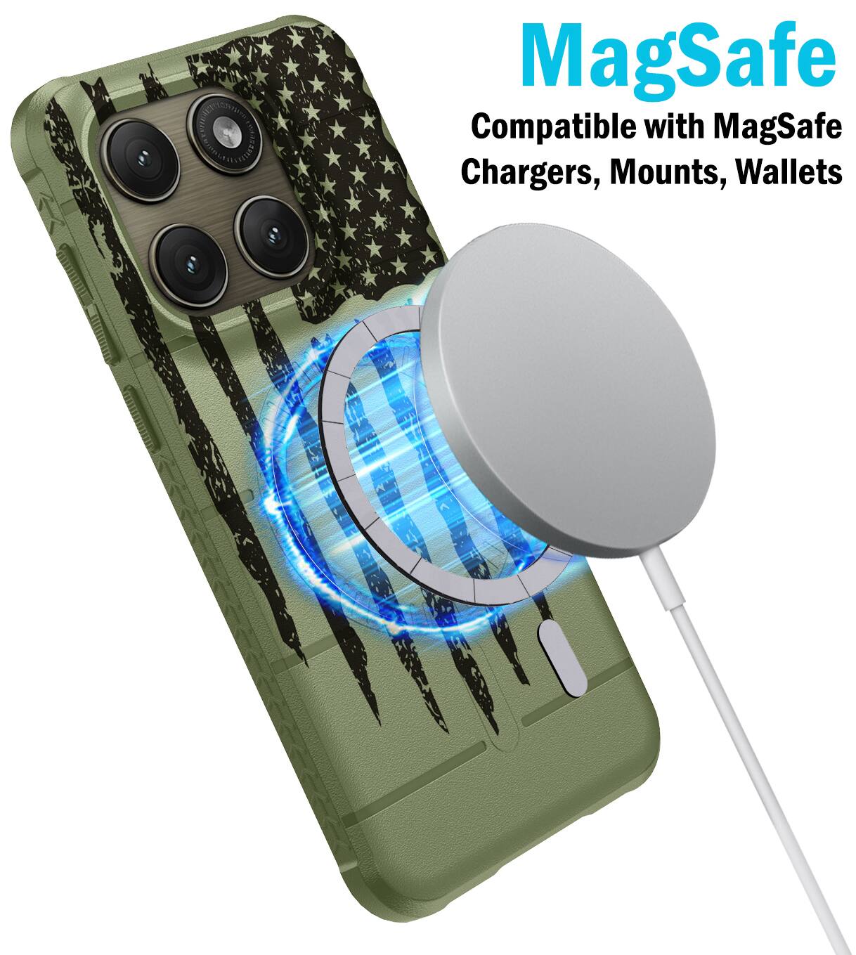 MagSafe  
Compatible with MagSafe Chargers, Mounts, Wallets