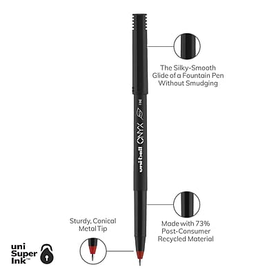 The Silky-Smooth Glide of a Fountain Pen Without Smudging

CNYX unibell uni Super Ink

Sturdy, Conical Metal Tip

Made with 73% Post-Consumer Recycled Material