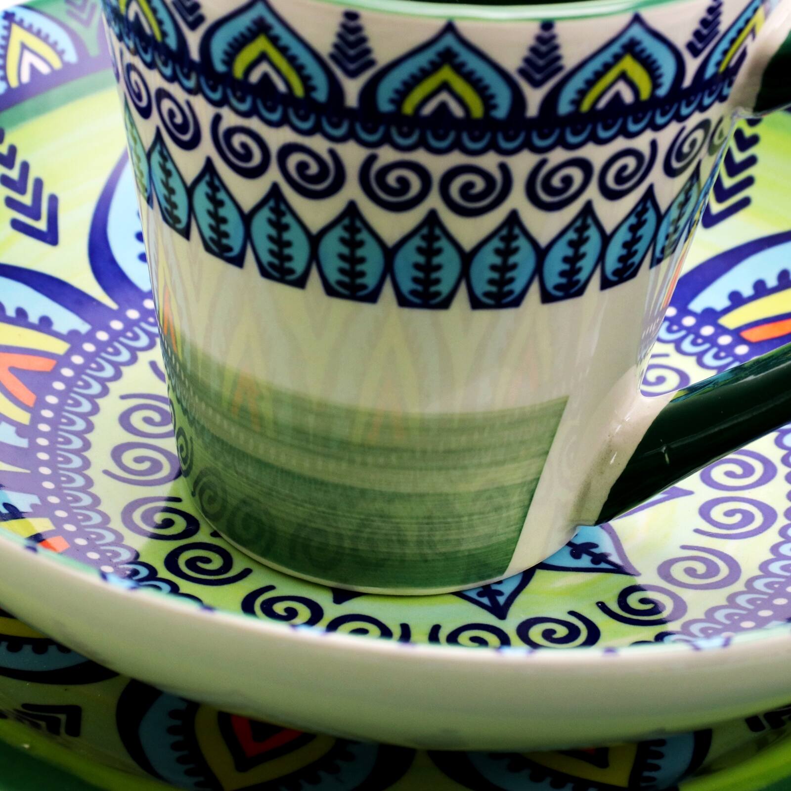 Alt View 7. Elama - Elama Zen Green Mozaik 16 Piece Luxurious Stoneware Dinnerware with Complete Setting for 4, 16pc - Green.