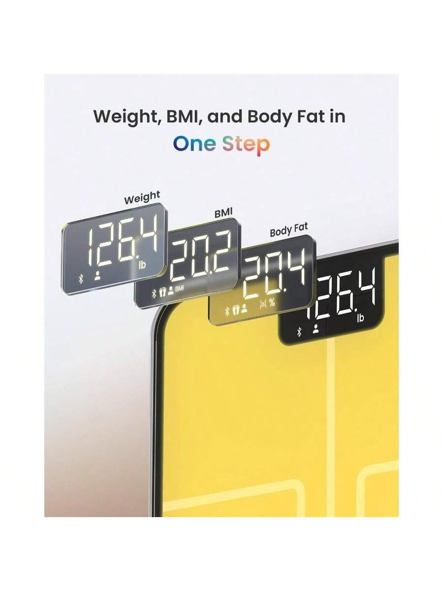 Weight, BMI, and Body Fat in One Step

Weight: 126.4 lb  
BMI: 20.2  
Body Fat: 20.4%