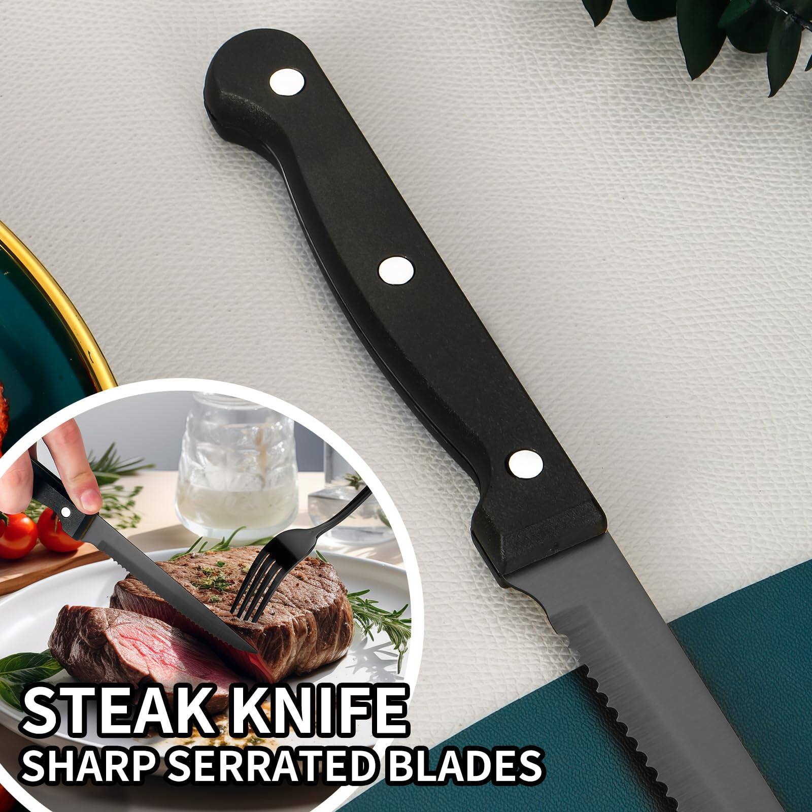 STEAK KNIFE  
SHARP SERRATED BLADES